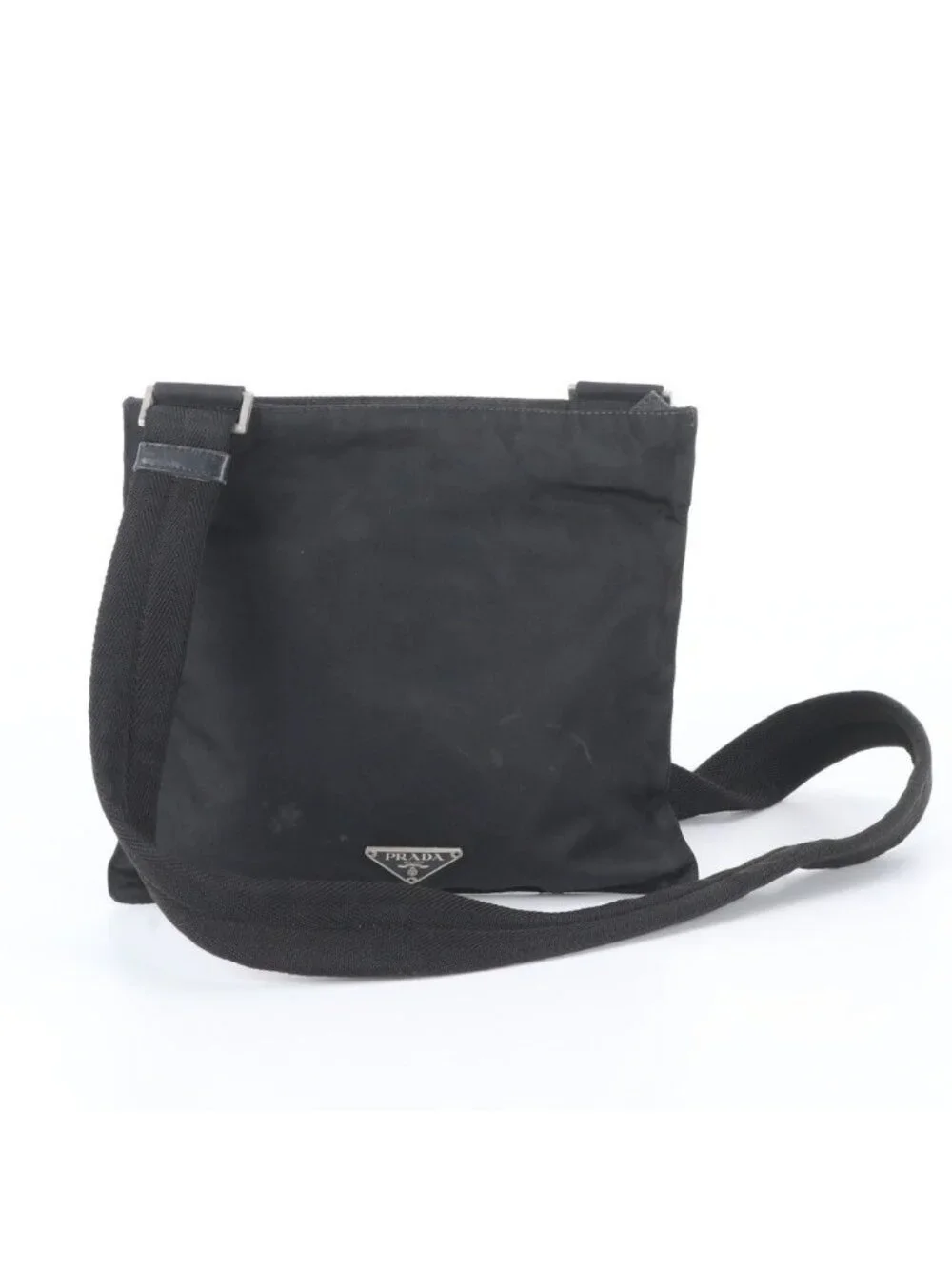 Prada Tessuto Nylon Triangle Logo Leather Shoulder Bag Crossbody Messenger